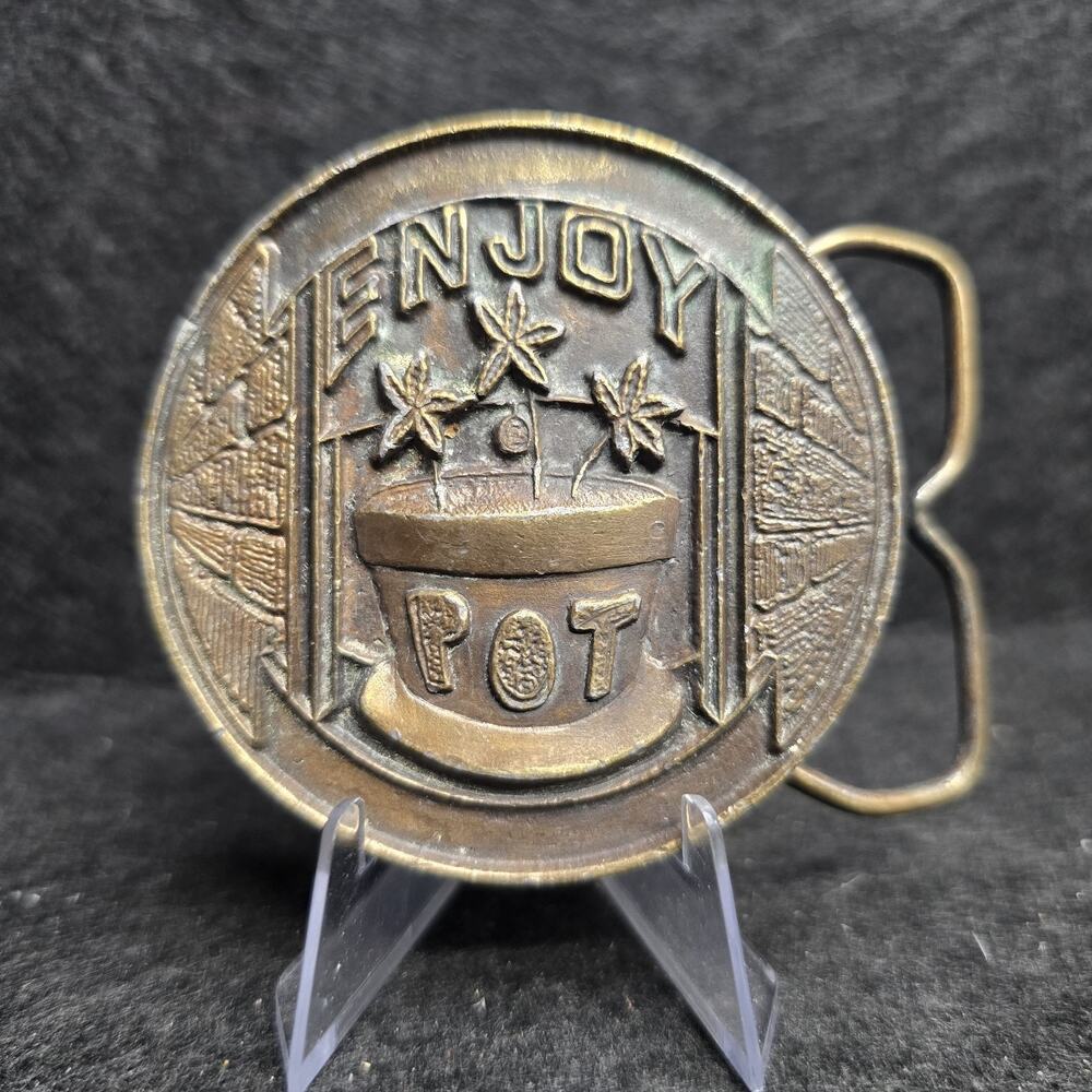 Enjoy Pot Captain Hawks Sky Patrol Jimmy Watson 1974 Vintage Brass Belt Buckle